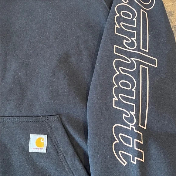🆕 Carhartt Rain Defender Relaxed Fit Logo Sleeve Graphic Sweatshirt Hoodie Black - Picture 5 of 5